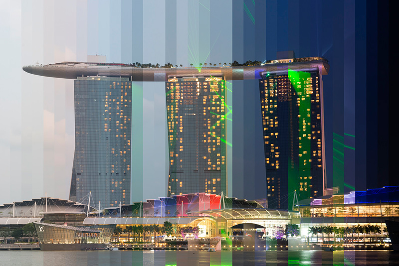Hôtel Marina Bay Sands à Singapour photographié au fil du temps