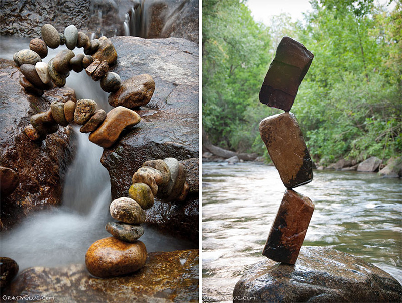 assemblages de pierres en équilibre