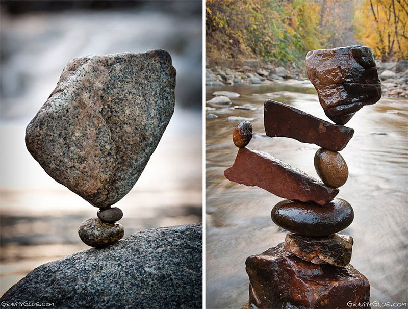 assemblages de pierres en équilibre