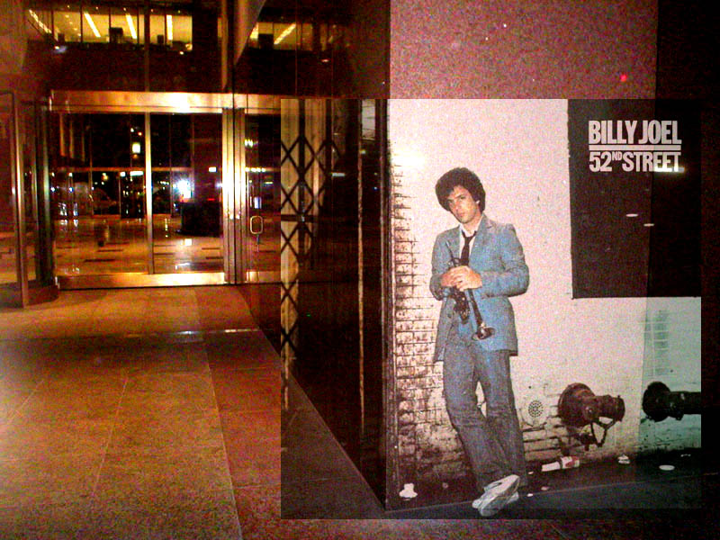 Juxtaposition d'une pochette de disque sur son lieu réel à New-York