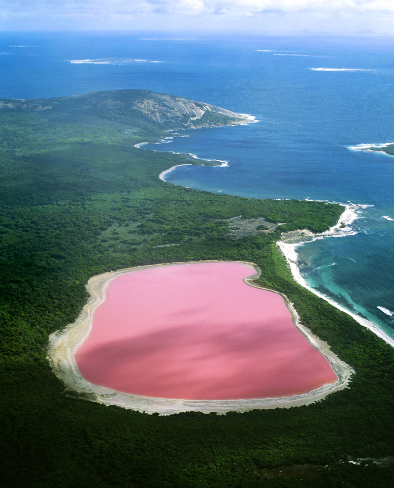 lac Hillier de couleur rose en Australie