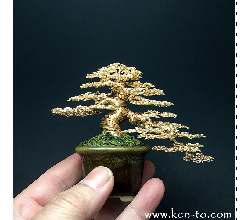 bonsaï miniature en fil de fer par Ken To