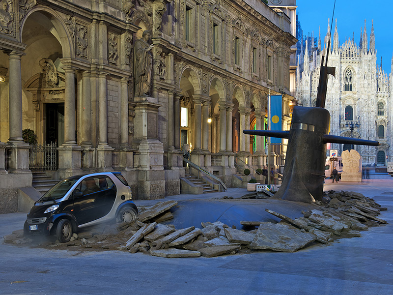 Un sous-marins dans les rues de Milan
