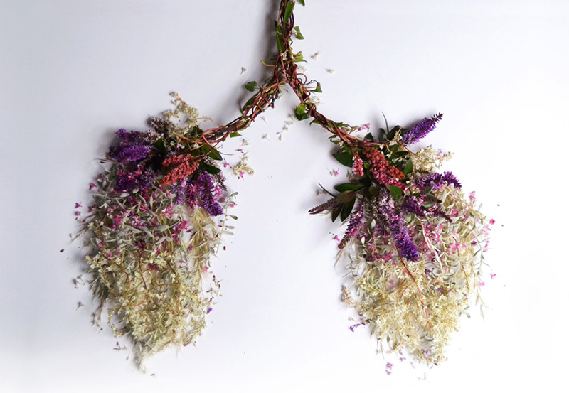 reproduction d'organe humain avec des fleurs