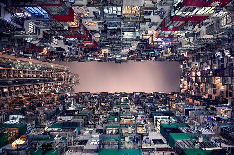 vue en contre plongée de bâtiments à Hong Kong