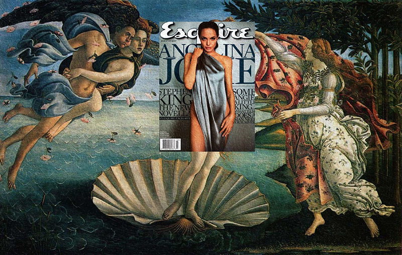 Mash Up d'une couverture de magazine avec une peinture classique