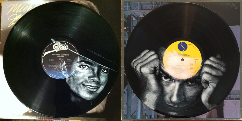 peinture de portrait de musicien sur disque vinyle